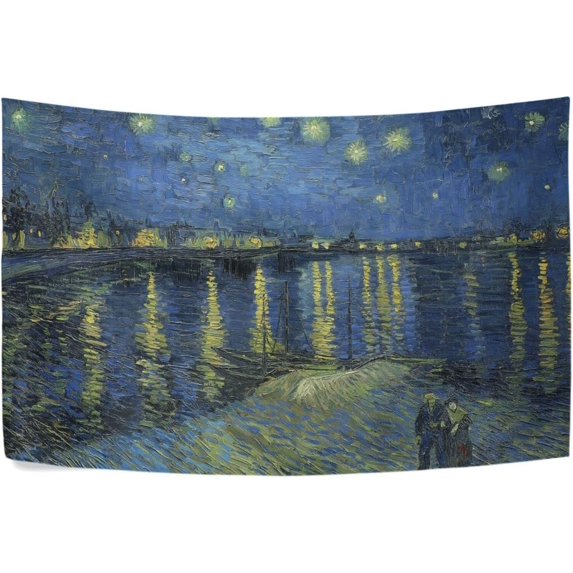 GZHJMY Starry Night over The Rhone Van Gogh Tapestries Wall Hanging Bedding Tapestry Aesthetic Tapestries for Bedroom Living Room Dorm Home Wall Decor 60" x 40" Horizontal Gift Decor