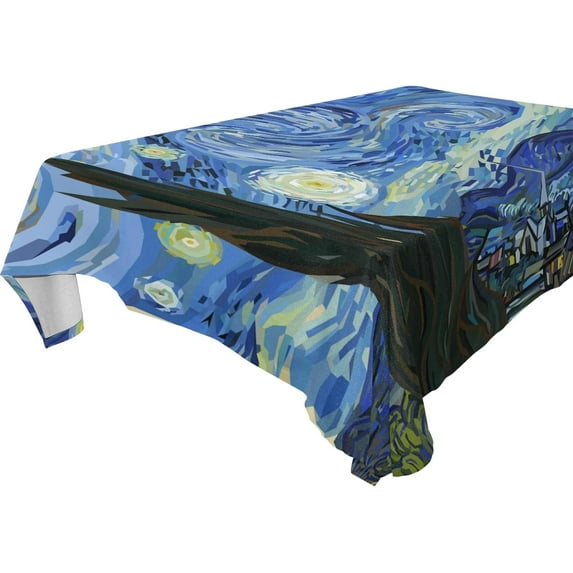 GZHJMY Starry Night Van Gogh Painting Rectangle Tablecloth, Dust Proof Anti Wrinkle Wipeable Table Cloth Tabletop for of Dinner Kitchen Wedding Holiday Party 60"x60" Home Decor