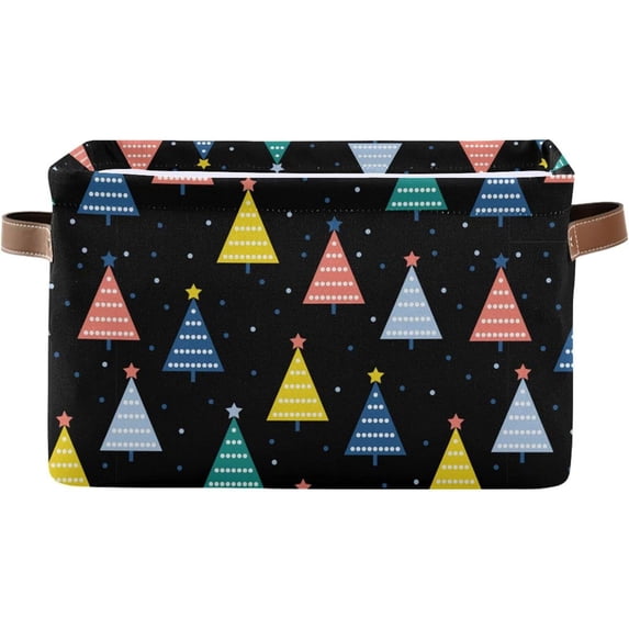 GZHJMY Storage Basket Christmas Tree Black Foldable Canvas Laundry Baskets Bin Waterproof Inner Layer with Sturdy Handles for Toy Nursery Blanket Clothes 1 Pack