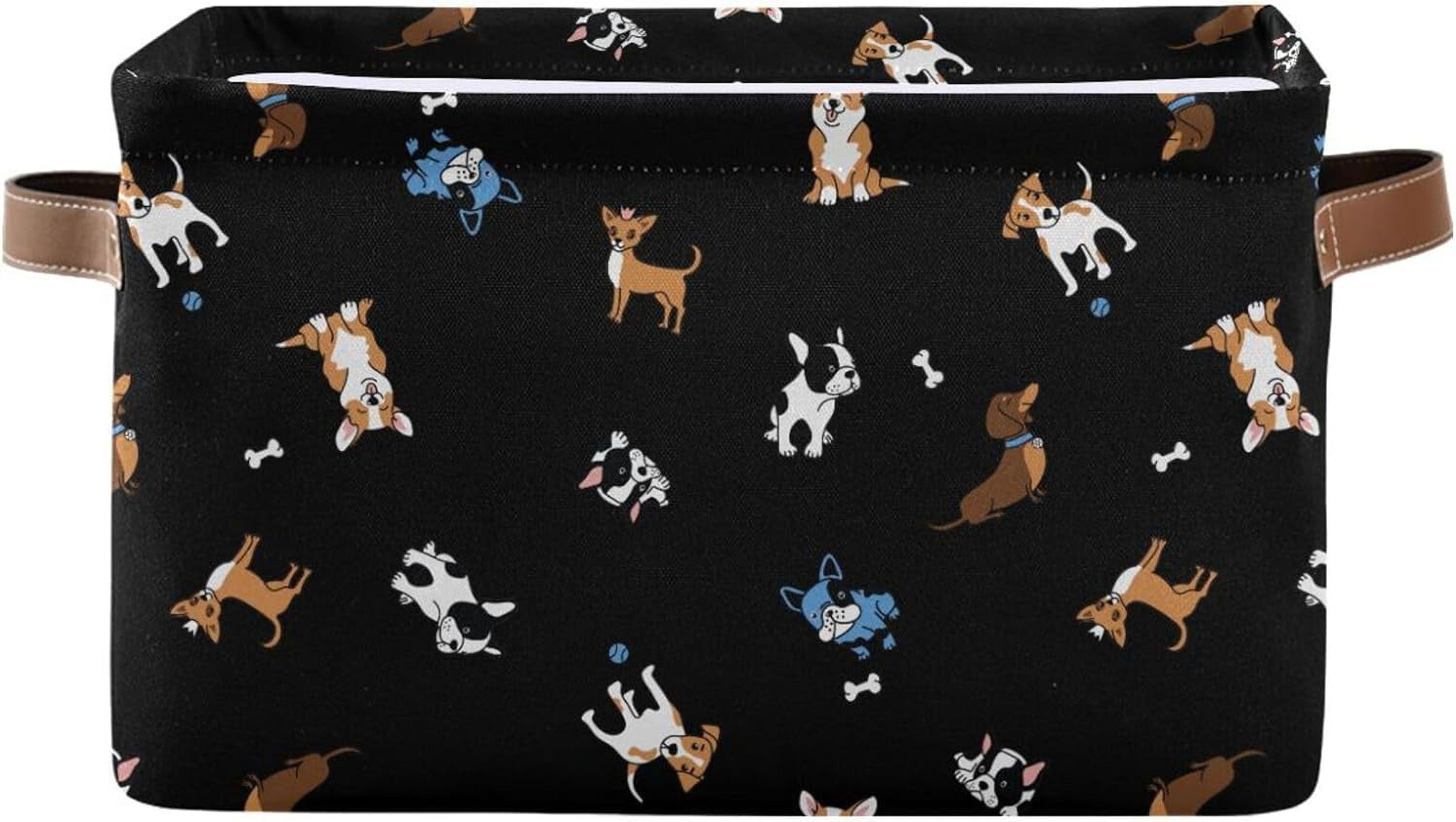 View of GZHJMY Storage Basket Cute Dogs Foldable Canvas Laundry Baskets Bin ...