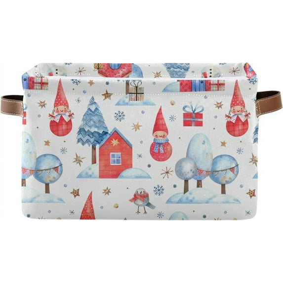 GZHJMY Storage Basket Cute Snowman Christmas Foldable Canvas Laundry Baskets Bin Waterproof Inner Layer with Sturdy Handles for Toy Nursery Blanket Clothes 2 Pack