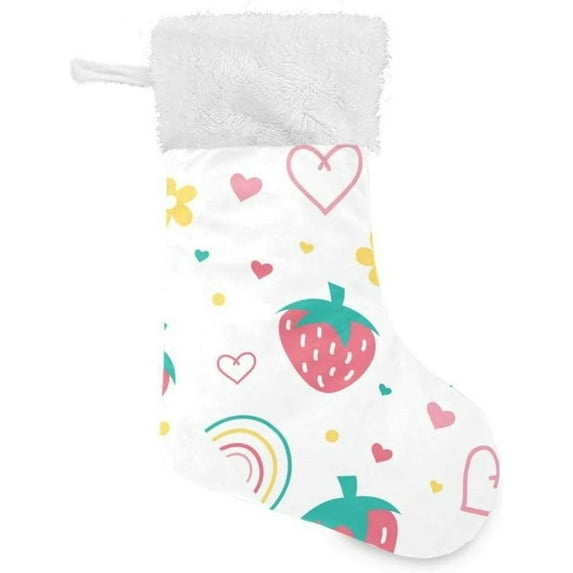 GZHJMY Strawberry Christmas Stocking, Personalized Large Candy Stocking Hanging Gift, Xmas Stockings Decoration for Family Holiday Party Ornaments Decor Fireplace