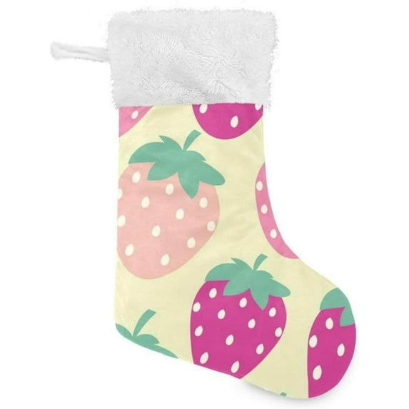 GZHJMY Strawberry Christmas Stocking, Personalized Large Candy Stocking Hanging Gift, Xmas Stockings Decoration for Family Holiday Party Ornaments Decor Fireplace