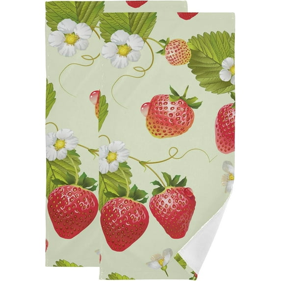 GZHJMY Strawberry Soft Hand Towels, 2 Pcs Absorbent Bath Towel Decorative Fingertip Towels for Bathroom Gym Spa Hotel Beach Swimming Pool,14.4"x 28.3"