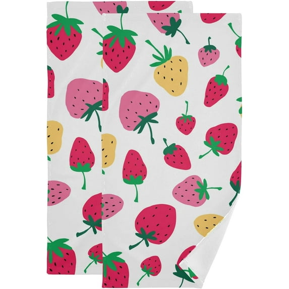 GZHJMY Strawberry Soft Hand Towels, 2 Pcs Absorbent Bath Towel Decorative Fingertip Towels for Bathroom Gym Spa Hotel Beach Swimming Pool,14.4"x 28.3"