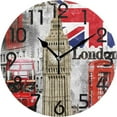thumbnail image 1 of GZHJMY Stylish London Big Ben Bus Painting Art Print Round Pattern Round Wall Clock, 9.5 Inch Battery Operated Quartz Analog Quiet Desk Clock for Home,Office,School, 1 of 6