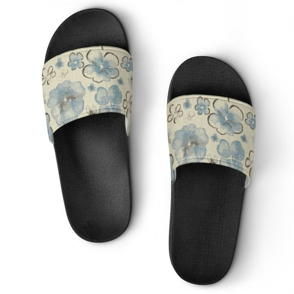 GZHJMY Stylish Slides for Women Men, Abstract Tropical Flowers Colorful Spring Or Summer Soft Flexible Slip-on Sandals Slippers