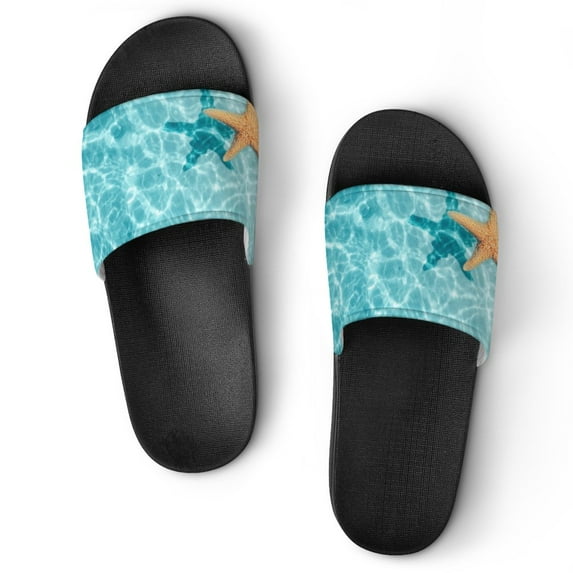 GZHJMY Stylish Slides for Women Men, Blue Ocean Starfish Soft Flexible Slip-on Sandals Slippers