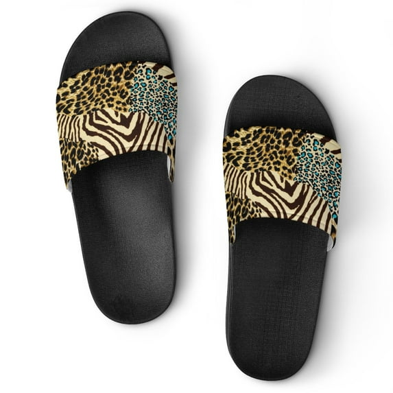 GZHJMY Stylish Slides for Women Men, Brown Leopard Print Soft Flexible Slip-on Sandals Slippers