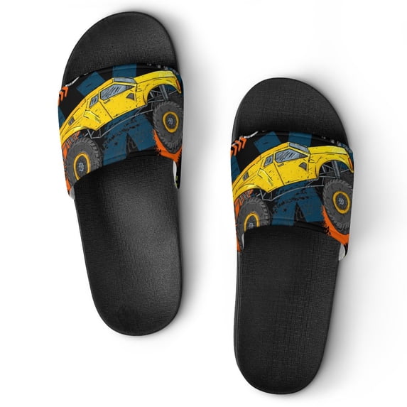 GZHJMY Stylish Slides for Women Men, Cartoon Cool Toy Racing Car Soft Flexible Slip-on Sandals Slippers