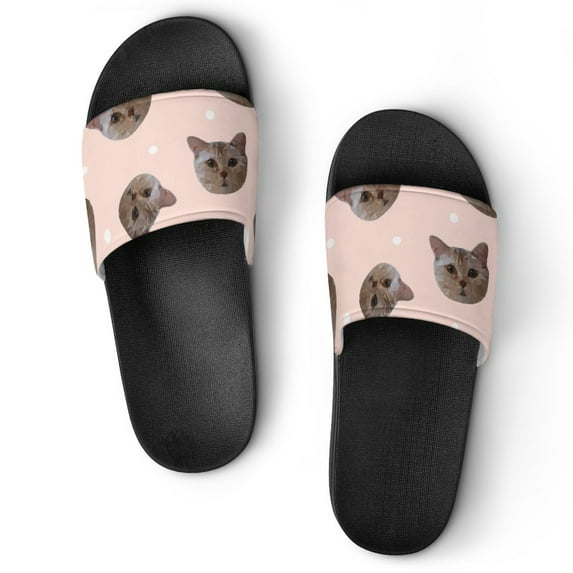 GZHJMY Stylish Slides for Women Men, Cats Pattern Low Poly Cats Soft Flexible Slip-on Sandals Slippers