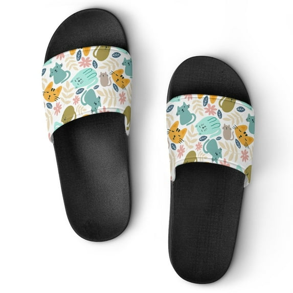 GZHJMY Stylish Slides for Women Men, Cute Cartoon Cat Soft Flexible Slip-on Sandals Slippers