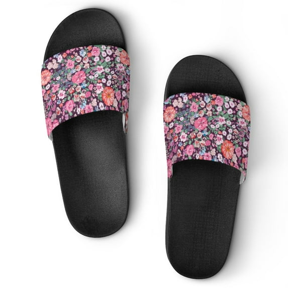 GZHJMY Stylish Slides for Women Men, Cute Ditsy Flowers Soft Flexible Slip-on Sandals Slippers