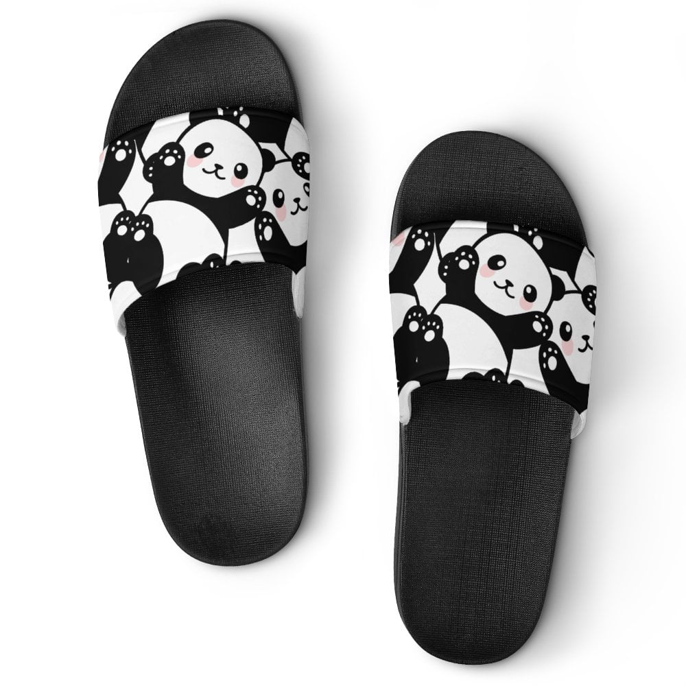 GZHJMY Stylish Slides for Women Men, Cute Pandas Soft Flexible Slip-on