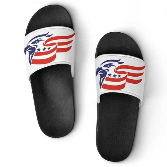 GZHJMY Stylish Slides for Women Men, Eagle Head american flag Soft Flexible Slip-on Sandals Slippers