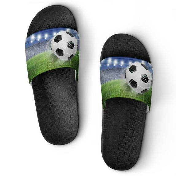 GZHJMY Stylish Slides for Women Men, Fly Soccer Soft Flexible Slip-on Sandals Slippers