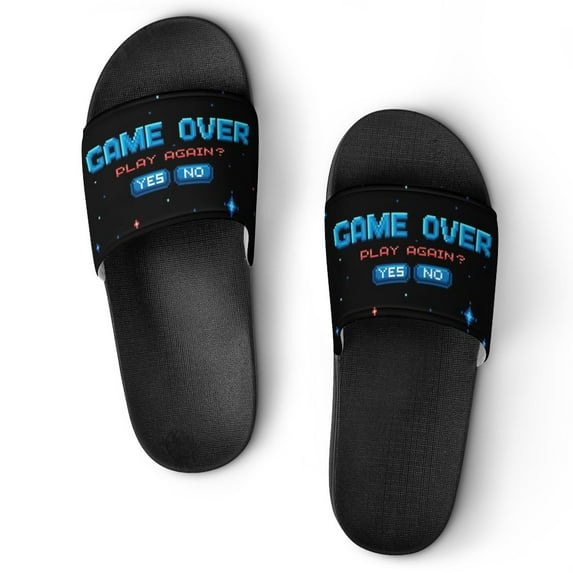 GZHJMY Stylish Slides for Women Men, Game Over Screen, Space Planet Surface in Starry Soft Flexible Slip-on Sandals Slippers
