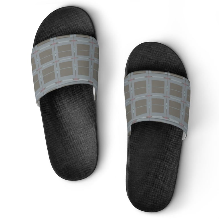 GZHJMY Stylish Slides for Women Men, Grey Plaid Soft  display picture 3