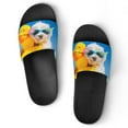 thumbnail image 1 of GZHJMY Stylish Slides for Women Men, Happy Dog with Sunglasses Soft Flexible Slip-on Sandals Slippers, 1 of 7