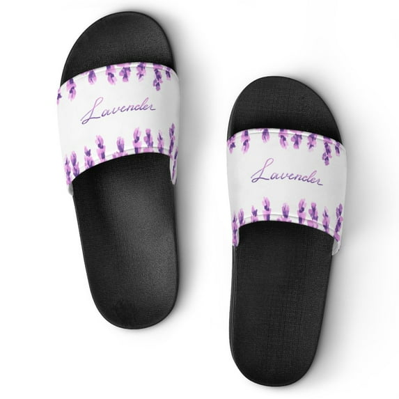 GZHJMY Stylish Slides for Women Men, Lavender Flowers Watercolor Natural Soft Flexible Slip-on Sandals Slippers