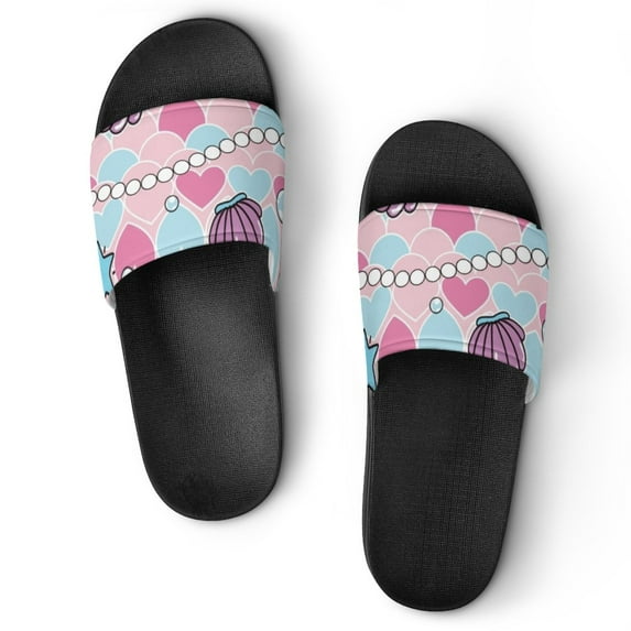 GZHJMY Stylish Slides for Women Men, Mermaid Pattern Star Print Style Soft Flexible Slip-on Sandals Slippers