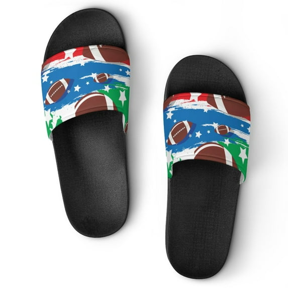 GZHJMY Stylish Slides for Women Men, Rugby Theme Soft Flexible Slip-on Sandals Slippers