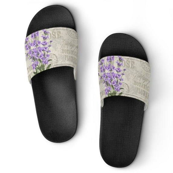 GZHJMY Stylish Slides for Women Men, Vintage Lavender Soft Flexible Slip-on Sandals Slippers