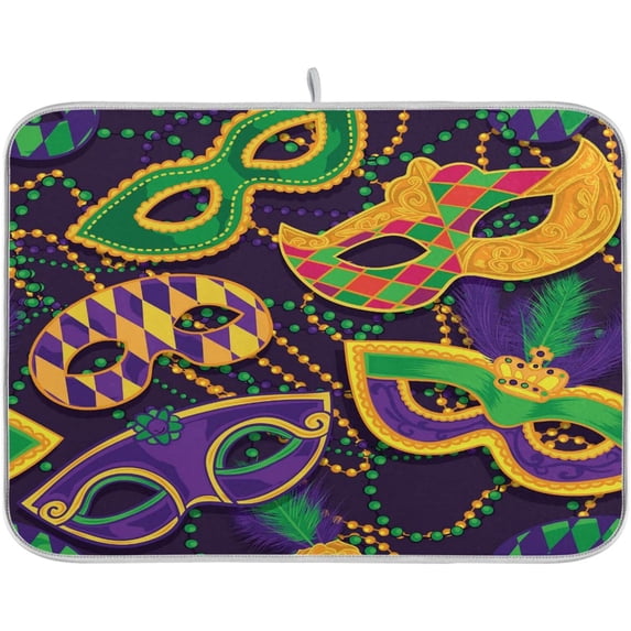 GZHJMY Stylish Vintage Floral Mardi Gras Carnival Absorbent Dish Drying Mat, 16 x 18 Inches Microfiber Kitchen Countertop Table Protector Multi-purpose Counter Rack Sink Drainer Pad