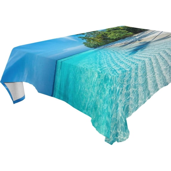 GZHJMY Summer Beach Rectangle Tablecloth, Waterproof Stain Wrinkle Resistant Washable Polyester Table Cover for Picnic Dinner Holiday Kitchen Party Decor, 60 x 90 in Home Decor