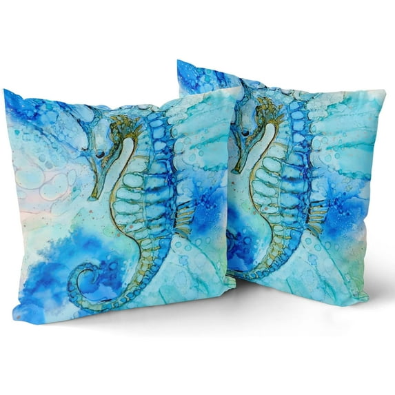 GZHJMY Summer Ocean Theme Pillow Covers 18 x 18 Inch, Marine Life Pillowcase Set of 2 for Couch Sofa Living Room Patio Summer Home Decor