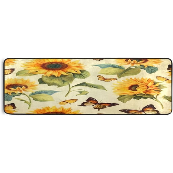 GZHJMY Sunflower Butterfly Non-Slip Runner Rug Area Rug Washable Rectangle Rug for Bedroom Living Room Bathroom Hallways Home Decor 72x24 Inches#72