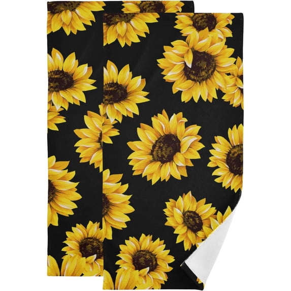GZHJMY Sunflower Hand Towels 2 Pack, Soft Absorbent Fingertip Towels Face Towels for Bathroom, Spa, Gym, Yoga, 28 x 14 Inch
