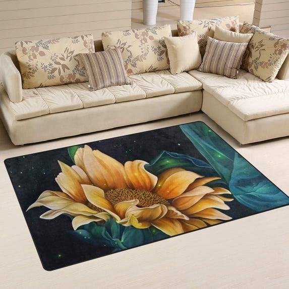 GZHJMY Sunflower Non Slip Area Rug for Living Dinning Room Bedroom Kitchen, 3' x 5'(39 x 60 Inches / 100 x 150 cm), Sunflower Nursery Rug Floor Carpet Yoga Mat