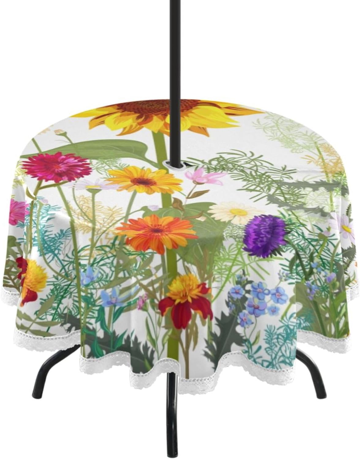 GZHJMY Sunflower Outdoor Table Cloth, Heat Resistant Round Table Cover