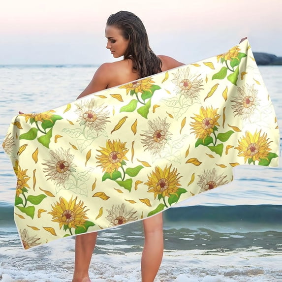 GZHJMY Sunflower Painting Beach Towel Quick Dry Absorbent Bath Towels Sandproof Lightweight Towel for Gym Yoga Sports Swimming - 31x71in Bath Towels