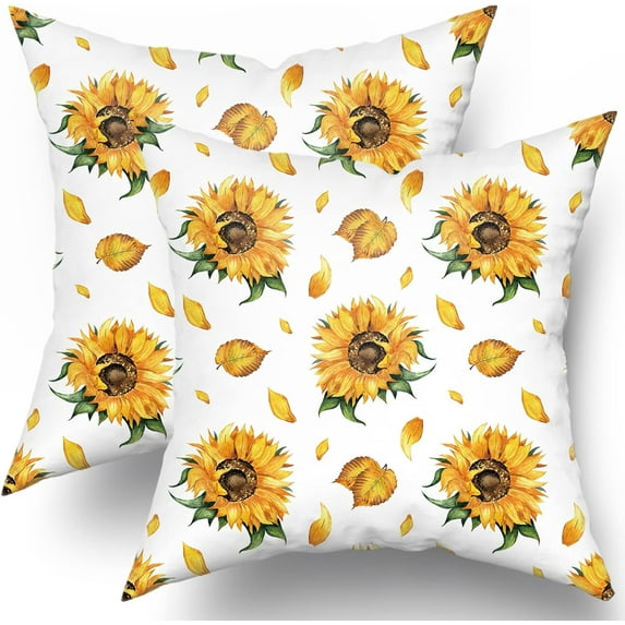 GZHJMY Sunflower Pillow Covers Set of 2 Sun Flower Cotton Pillowcase Yellow Flowers Pillows Decorative Throw Pillows Flowered Pillowcases Standard Pillowcase for Bedroom Home Sofa