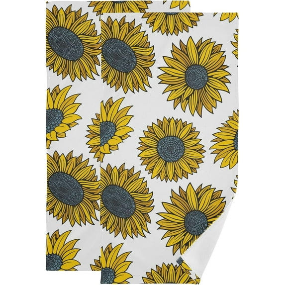 GZHJMY Sunflower Soft Hand Towels, 2 Pcs Absorbent Bath Towel Decorative Fingertip Towels for Bathroom Gym Spa Hotel Beach Swimming Pool,14.4"x 28.3"