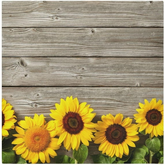 GZHJMY Sunflower Wood Print Cloth Napkins Set of 1, Reusable Washable Polyester Dinner Napkins for Family, Restaurant, Wedding, Party Decor 20 x 20 Inch