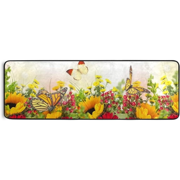 GZHJMY Sunflowers & Butterfly Rug Non-Slip Large Rugs, Soft Comfort Area Rug Home Decorative Floor Mat Carpets for Living Room Bathroom Dining Room Bedroom