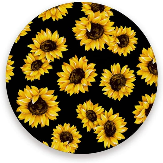 GZHJMY Sunflowers Round Coasters for Drinks,Absorbent Heat Resistant Coaster for Tabletop Protection,Suitable for Kinds of Cups, Wooden Table, Home Decor 1pcs