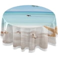 thumbnail image 1 of GZHJMY Sunny Beach Tablecloth Durable 60 Inch Round Table Cloth Cover with Zipper Umbrella Hole Camping Tablecloths for Outdoor Party Picnic Home Decor, 1 of 7