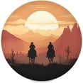thumbnail image 1 of GZHJMY Sunset Desert Cowboy Round Placemats 15.4in, Washable Heat Resistant Table Mats for Dining Tables Kitchen Wedding Party Decoration Plate Mats Set of 4 Table Mat, 1 of 7