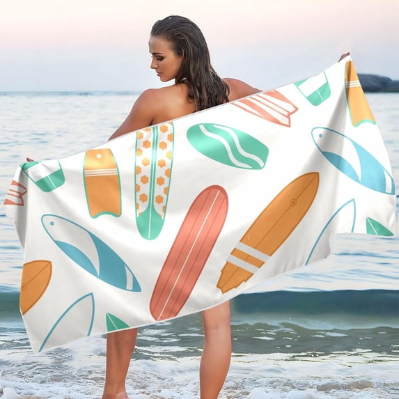 GZHJMY Surfboard Pattern Beach Towel Quick Dry Absorbent Bath Towels Sandproof Lightweight Towel for Gym Yoga Sports Swimming - 31x71in Bath Towels