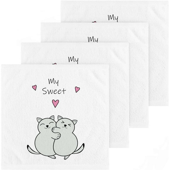 GZHJMY Sweet Cats Cotton Wash Cloths, Facial Cleansing Cloths Super Soft Absorbent Face Hand Towel Fingertip Towel Washcloths Set of 4, 12 x 12 inch