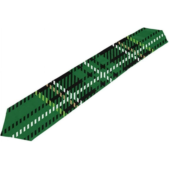 GZHJMY Table Runner 13x90 Inch, Green Plaid Geometric Table Runner for Dining Kitchen Wedding Party Decoractions Home Decor