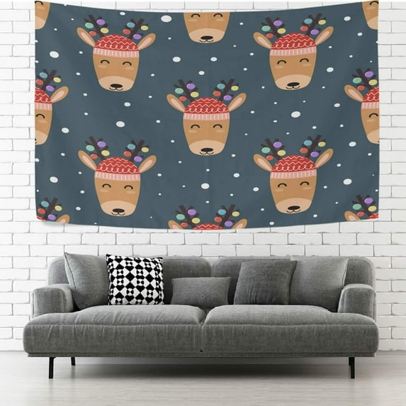 GZHJMY Tapestry Christmas Cute Deers Animal Tapestry Wall Hanging Decorative Wall Blanket Bedding Tapestry for Bedroom Living Room Dorm 60"x40" Gift Decor