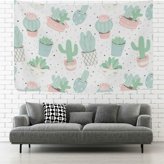 GZHJMY Tapestry Cute Cacti Cactus Succulents Tapestry Wall Hanging Decorative Wall Blanket Bedding Tapestry for Bedroom Living Room Dorm 60"x51" Gift Decor