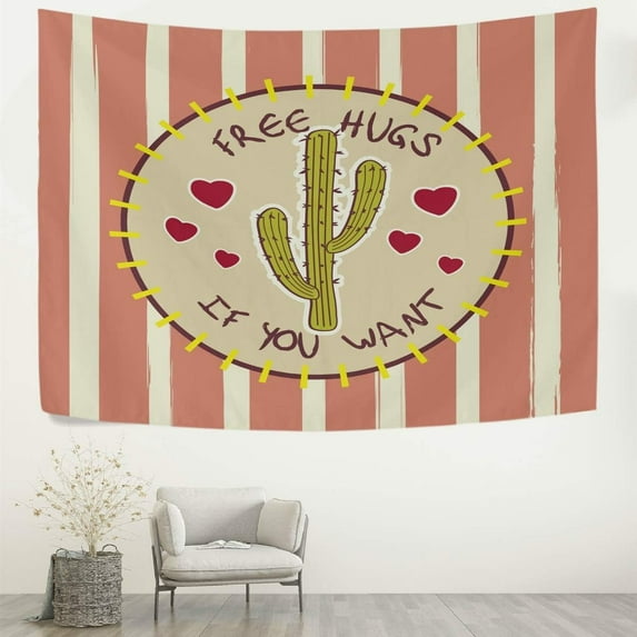 GZHJMY Tapestry Funny Cartoon Cute Cactus Tapestry Wall Hanging Decorative Wall Blanket Bedding Tapestry for Bedroom Living Room Dorm 60"x40" Gift Decor