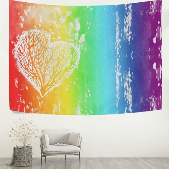 GZHJMY Tapestry Rainbow Watercolor Heart Tapestry Wall Hanging Decorative Wall Blanket Bedding Tapestry for Bedroom Living Room Dorm 80"x60" Gift Decor