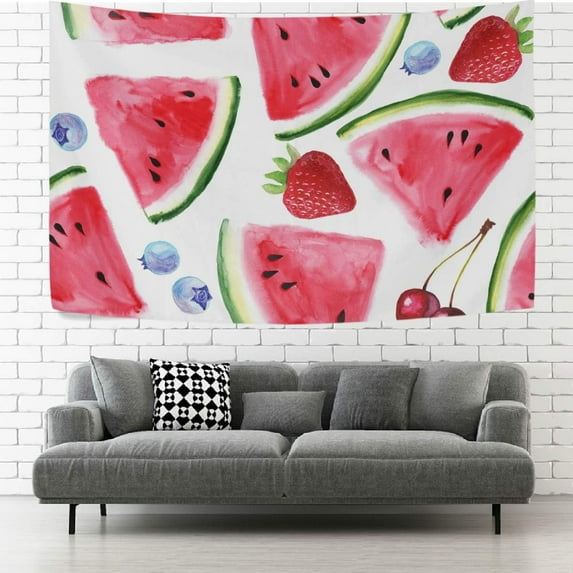 GZHJMY Tapestry Summer Fruits Watermelon Strawberry Cherry Tapestry Wall Hanging Decorative Wall Blanket Bedding Tapestry for Bedroom Living Room Dorm 60"x40" Gift Decor